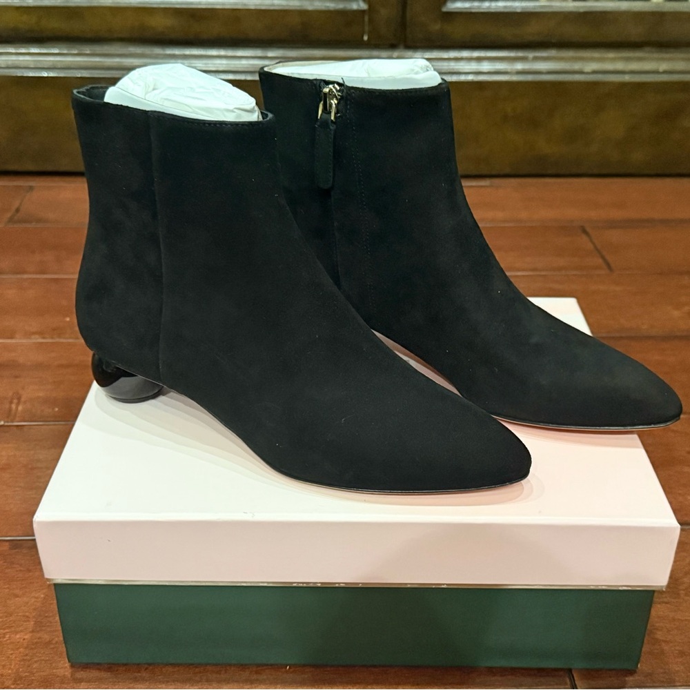 New Kate Spade Women's Black Leather Sydney Dress Booties Size 7.5B Narrow - Picture 7 of 16